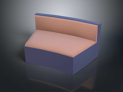 Modern Multi person Sofa With Curved Design Blue Backrest And Pink Seat Living Room 3d model