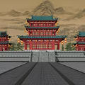 Tang and Song Dynasty Sutra Collection Temple Tower Ancient Architecture 3d model