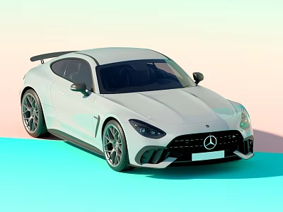 White Mercedes Sports Car With Sleek Body And Sporty Front Fascia Design 3d model
