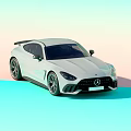 White Mercedes Sports Car With Sleek Body And Sporty Front Fascia Design