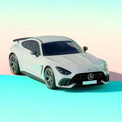 White Mercedes Sports Car With Sleek Body And Sporty Front Fascia Design 3d model