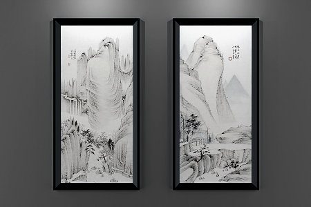 New Chinese Landscape Painting Decorative Painting 3d model