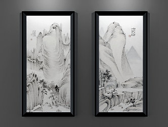 New Chinese Landscape Painting Decorative Painting 3d model