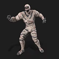 Mummy Game Movie Character With Tattered Bandages Scary Expression And Stretching Arms