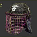 Durable Tactical Helmet with Metal Mesh Shield Cloth Ear Flaps and Emblem Design for Protection
