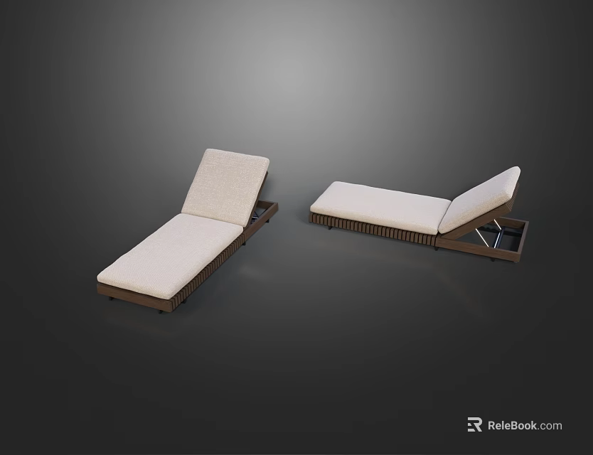 Modern Lounge Chair With Wooden Frame Light Upholstered Cushion And Side Tray Table 3d model 