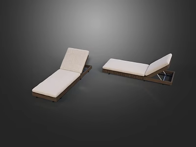 Modern Lounge Chair With Wooden Frame Light Upholstered Cushion And Side Tray Table 3d model