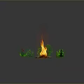 Wood And Stone Fire Pit With Circular Paved Ground Green Plants And Grass