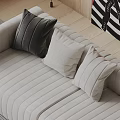 Modern Decorative Sofa Pillows In Neutral Tones With Striped Patterns And Soft Stitched Details