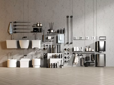 Stylish Functional Bathroom Accessories For Modern Interior With Essential Small Items 3d model