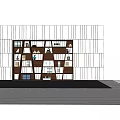 Modern Wooden Bookcase Interior With Books Decorative Sculptures And Photo Frames