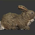 Realistic Brown Rabbit Sculpture With Textured Fur Long Ears And Lifelike Details