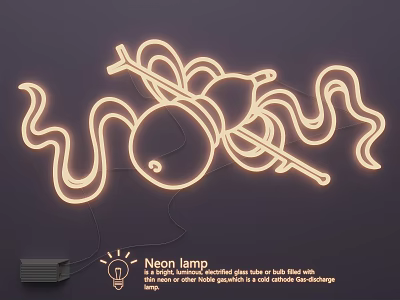 Neon Light Fixture Set With Tube Shape Specific Glow And Flexible Design For Various Decoration 3d model