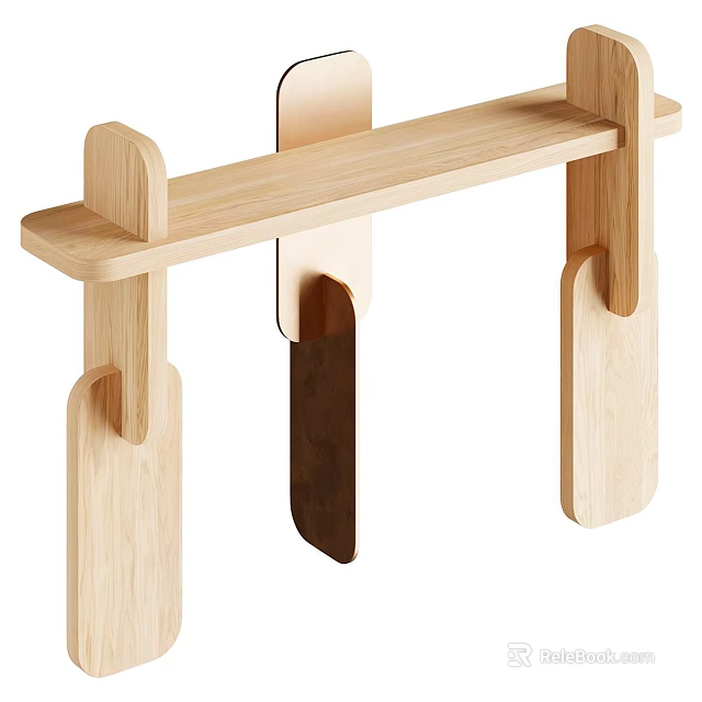 Minimalist Wooden Dining Table With Natural Wood Structure And Simple Design Elements 3d model 