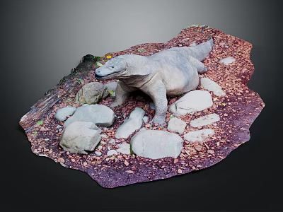 Detailed Komodo Dragon Model In Natural Habitat With Rocks And Ground 3d model