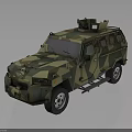 Armored Military Off Road Vehicle With Camouflage Paint And Roof Mounted Equipment