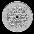 Silver Circular Decorative Plate With Intricate Floral Patterns And Central Hole