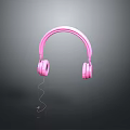 Pink Wired Headphones Electronic Device With Glossy Surface And Audio Cord 3d model