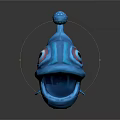 Cute Blue Cartoon Fish Character With Big Eyes Antenna Ball Fins And Tail