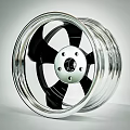 Shiny Modern Tire Design With Black Spokes And Glossy Chrome Silver Wheel Rim