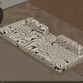 Modern Sofa Bench With Black White Wave Pattern And Light Wooden Frame 3d model
