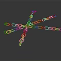 Red Metal Chains Arranged in Cross Shape on Dark Background Surface 3d model