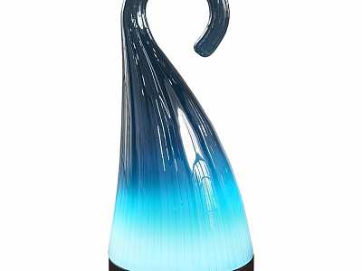 Modern Glass Table Lamp With Gradient Blue Design And Elegant Curved Shape 3d model