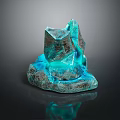 Unique Teal Blue Crystal Decorative Ornament Set With Metallic Base And Irregular Shape Design