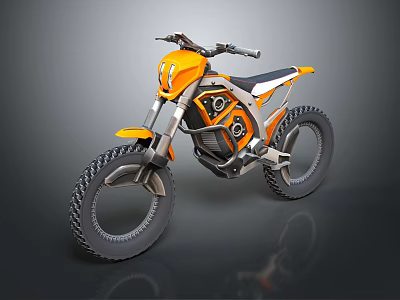 Orange Off Road Motorcycle With Modern Futuristic Design Large Tires And Black Accents 3d model