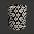 Modern Decorative Container With Black White Geometric Pattern For Home Decor