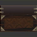 Ornate Wooden Storage Box With Intricate Carvings And Metal Corner Accents