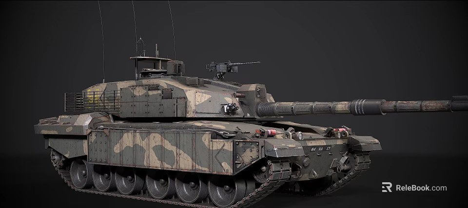 Main Battle Tank Military Weapon System With Camouflage Turret Gun Barrel And Tracked Design 3d model 
