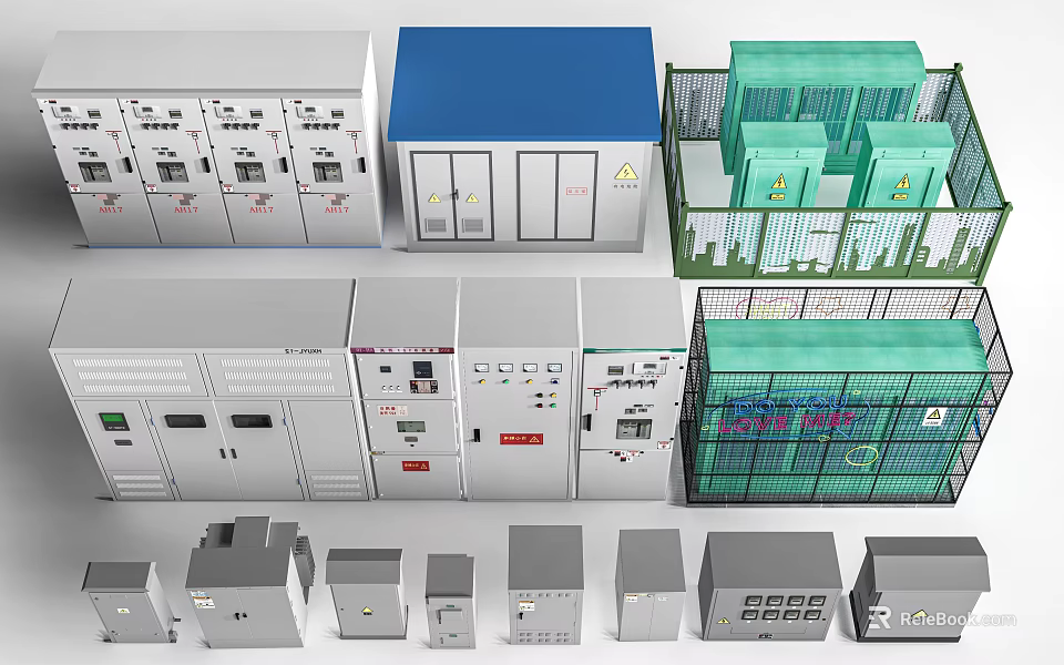 Public Facilities Electrical Equipment Including Distribution Cabinets Control Panels And Safety Enclosures 3d model 