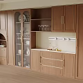 Modern Wooden Entryway Cabinet With Side Cabinet Glass Doors Drawers And Open Shelves