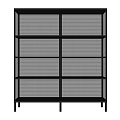Black Metal Mesh Shelving Unit With Multi Tier Storage And Modern Design