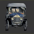 Vintage Blue Convertible Car With White Top Classic Design And Old Fashioned Wheels