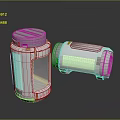 Two Sleek Silver Metal Containers With Modern Design Lid And Textured Surface
