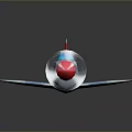 Toy Airplane Model with Blue Gray Body Red Nose Propeller and Circle Markings