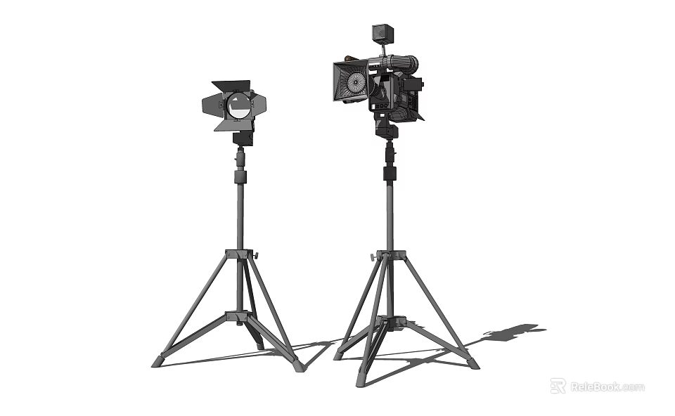 Professional LED Studio Lights on Tripod Stands for Phone Digital Photography 3d model 