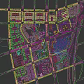 Urban Aerial Planning With Grid Roads Buildings Green Spaces And Meandering River