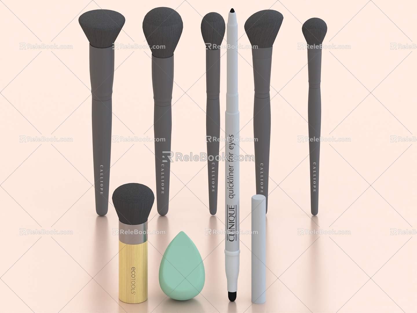 Cosmetic Foundation Brush Blush Brush Eyeliner 3d model