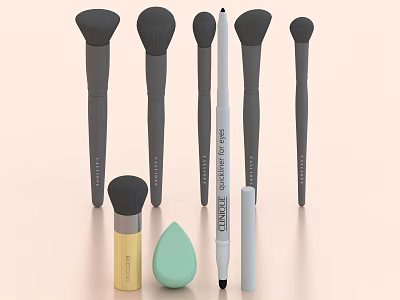 Professional Makeup Brushes Collection With Beauty Sponge And Precision Cosmetic Tools 3d model