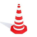 Road Traffic Safety Cone With Red And White Stripes Design 3d model