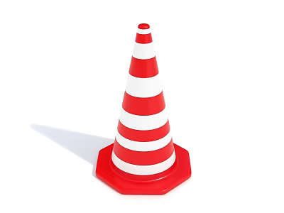Road Traffic Safety Cone With Red And White Stripes Design 3d model