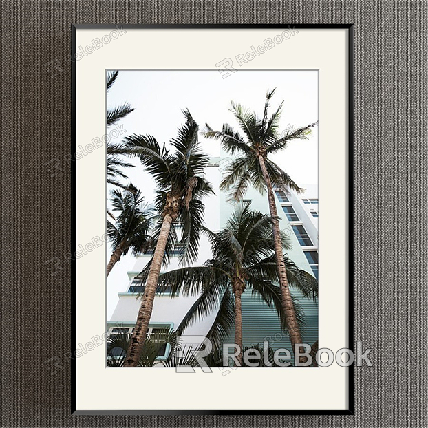 Modern Plant Painting Green Bedroom Plant Flower Coconut Tree Decorative Painting model