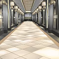 KTV Corridor Design With Elegant Lighting Marble Floor Columns And Ceiling Decor 3d model