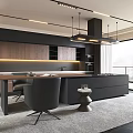 Modern Kitchen Interior Design With Black Cabinets Wooden Island Hanging Lights And Balcony View