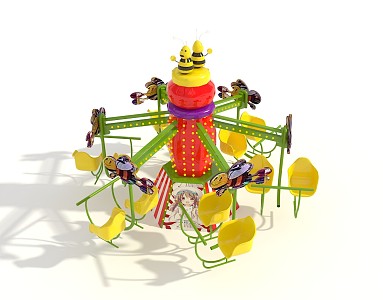 Modern amusement equipment color cartoon small bee children's entertainment cart 3d model