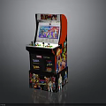 Classic Arcade Machine Featuring Colorful Screen Vibrant Graphics Control Panel And Joystick Buttons