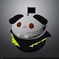 Adorable Panda Themed Cartoon Character Creature Featuring Black White Ears Red Eyes And Green Accents